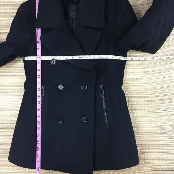 Belstaff Dallington Double Breast Cropped Pea Coat Cashmere/Wool Blend Black S - Picture 15 of 16